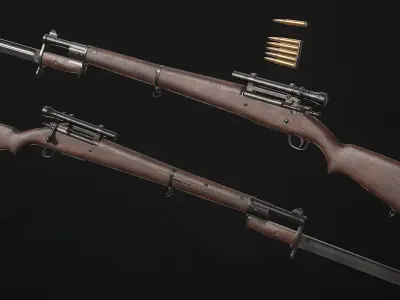 Springfield M1903 Sniper rifle Low-poly 3D model