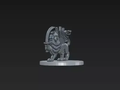 Lion and Sun Iranian Emblem 3D Model 3D print model