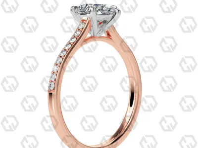 Ring 57 Pear shape pave setting ring with gems 3D print model