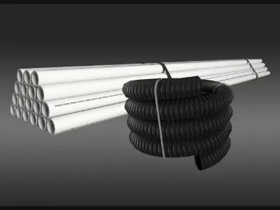 Industrial Pipe Deco Pack Low-poly 3D model