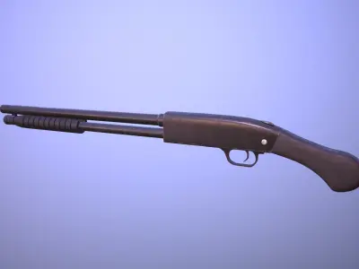 Animated Sawed-off Mossberg Shotgun and Holster Game-Ready Low-poly 3D model