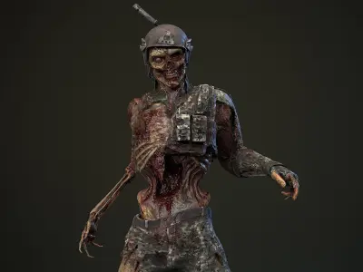 Military zombie set 3 Low-poly 3D model