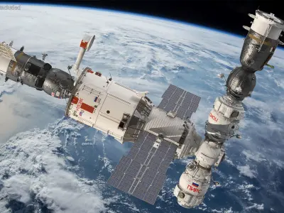 ISS Zvezda Service Module Fully Assembled 3D model