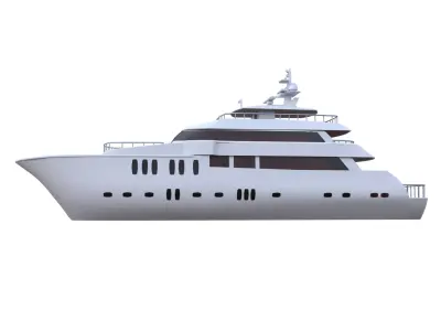 Luxury Motor Yacht 3D Model Game Ready Low Poly Only Quads  PBR Low-poly 3D model
