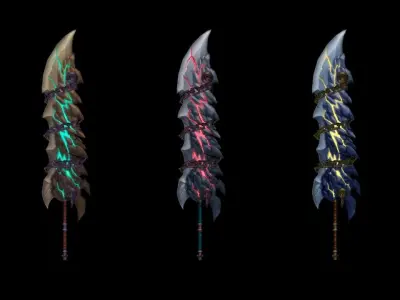 Chained Stone Greatsword Low-poly 3D model