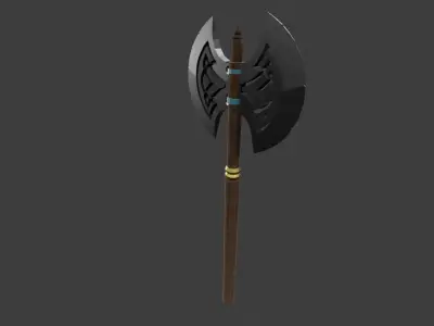 Low poly medieval battle axe Free low-poly 3D model