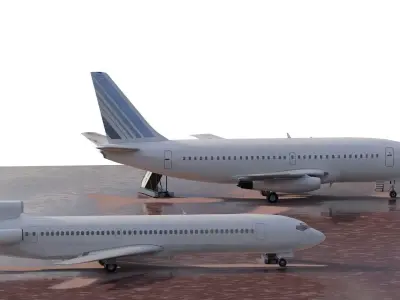  1970s AIRBUS A300  BOEING 737-200 and 707 and 727 3D model