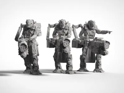 Infantry Kolass Chaingun Squad 3D Model Print 3D print model