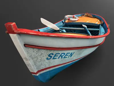 Boat2 fishing boat in water 3D model