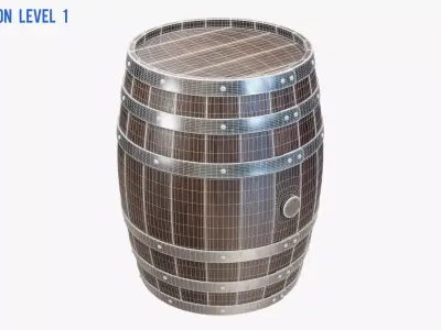 Wooden Barrel 04 3D model