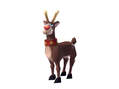 Rudolph Reindeer - Low Poly Hand Painted Low-poly 3D model