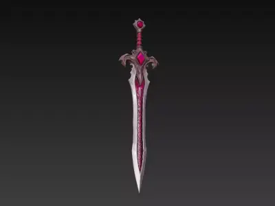 Crimson Wraith Fantasy Sword - Low Poly 3D Weapon Low-poly 3D model