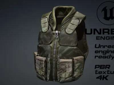 military bulletproof vest game ready UE5 FBX Low-poly 3D model purchase
