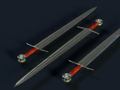 Textured Medieval Sword  Low-poly 3D model