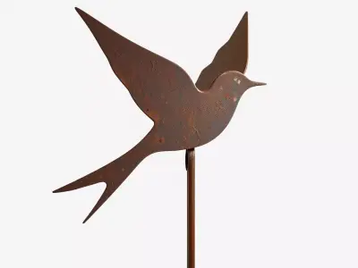 Metal Bird Sculpture Model Pack Low-poly 3D model
