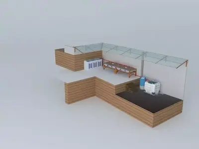 Aquaponico system 09 Aquaponics Beira Mar 1 Tank 1 IBC 2 tabl... 3D model