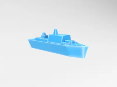 Cartoon Simple Warship v1 011 Low-poly 3D model