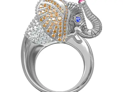 Animal Safari Elephant Ring 3D print model