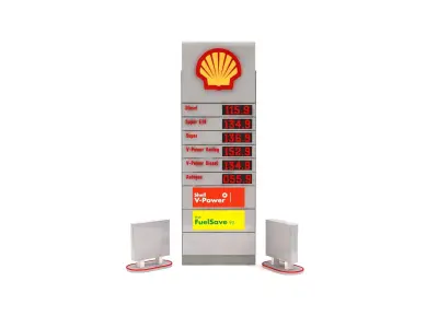 Petrol Station Totem Sign and Orientation Sign model 3D model