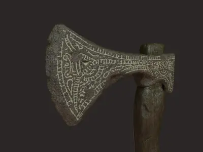 Rust museum scandinavian battle axe Low-poly 3D model
