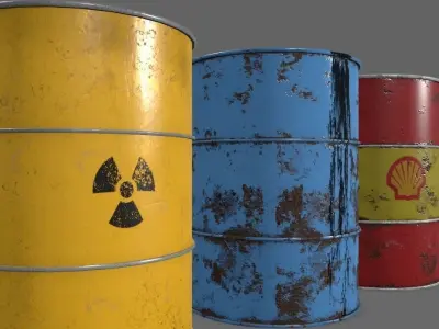 Oil Barrels PBR Free low-poly 3D model