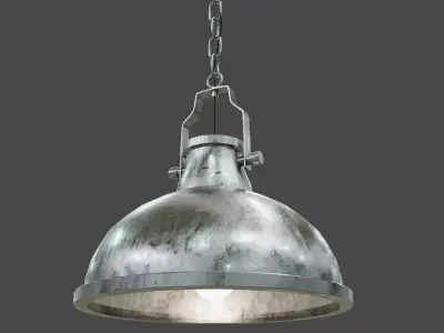 Industrial Lamp Metal Round Free 3D model