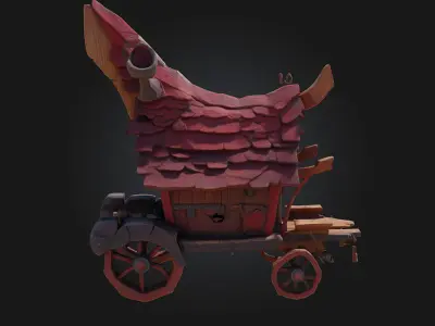 Wagon Cottage  A Cozy Retreat on Wheels 3D model