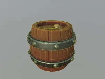 Stylized Barrel Low-poly 3D model shop