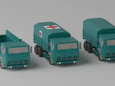 Military FMTV Vehicles  Low-poly 3D model