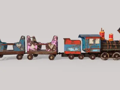 Old Amusement Park Train 3D model