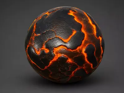 Volcanic Magma Sphere - 4K PBR Stylized Lava Rock Asset 3D model