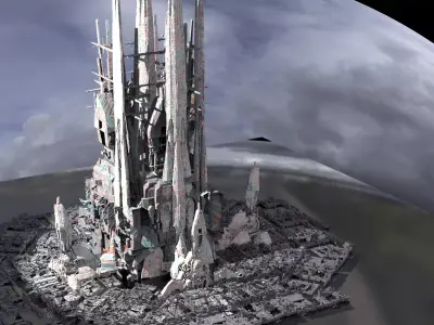 Scaffolded Towers City 3D model