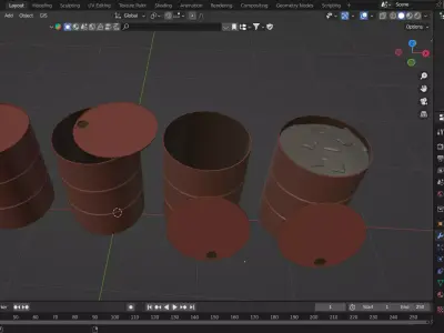 Rusty Industrial Barrels Pack Low-poly 3D model