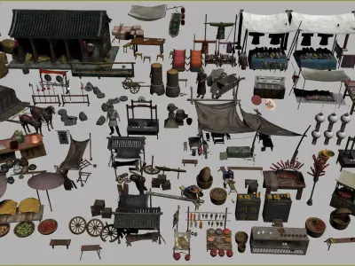 Asian ancient Chinese historical commercial elementsc 3D model