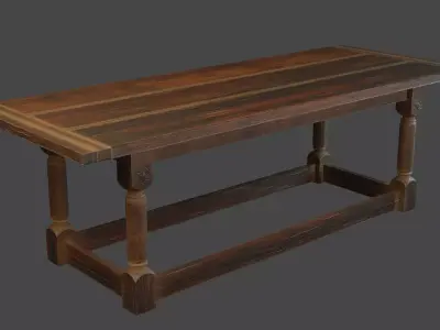 Medieval wooden table Free low-poly 3D model