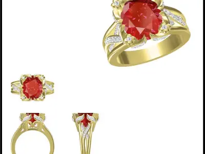 JCD Format Antique color stone rings jewelry cad programs 3D print model