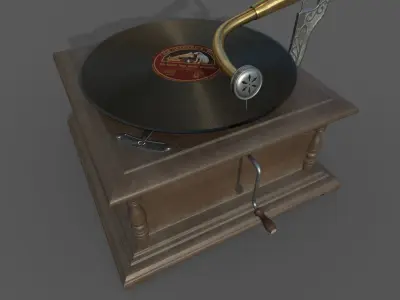 PBR Gramophone Low-poly 3D model