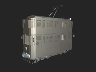 Vintage Style Double Decker Tram Low-poly 3D model
