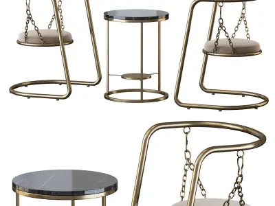 Coffee table and armchair 3D model