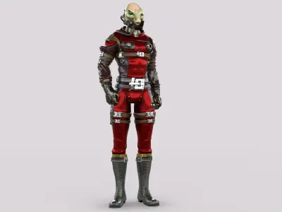 Sci-Fi Alien Character Game ready Low-poly 3D model