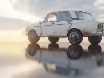 Game Ready Old Vintage Car Low-poly 3D model
