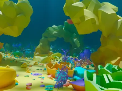 low poly Nature Underwater world pack Low-poly 3D model