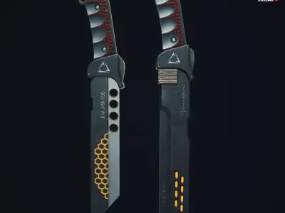 futuristic Knife sword for game Low-poly 3D model