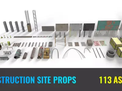 Construction Site Props - Game Ready 3D Assets Low-poly 3D model