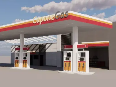 Gas Station Low-poly 3D model 4