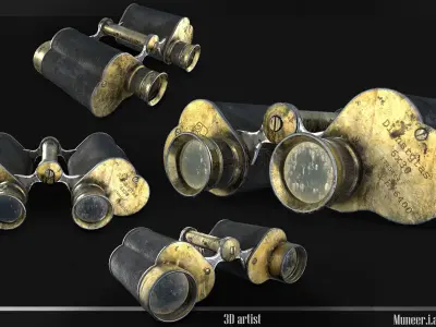  World War II binoculars - Game ready asset  Low-poly 3D model