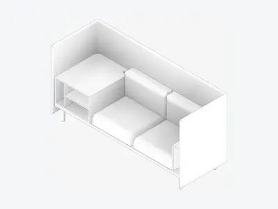 Sofa - Contemporary - Flame - Corner Shelf - Left Low-poly 3D model