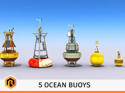 5 Ocean Buoys 3D Model Pack