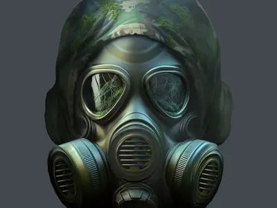 Gas mask helmet 3d model military combat Low-poly Low-poly 3D model 4