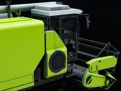 Rice Combine Harvester Green PBR 3D model